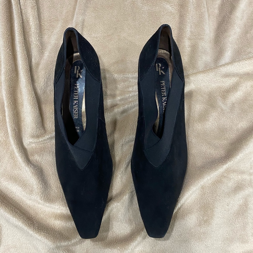 Peter Kaiser Black Suede Kitten Heel Pump Boot 9.5